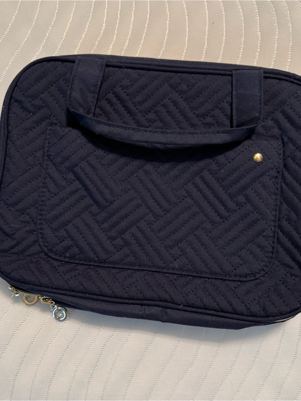 Quilted Navy Travel Toiletry Bag - Women's Carryall